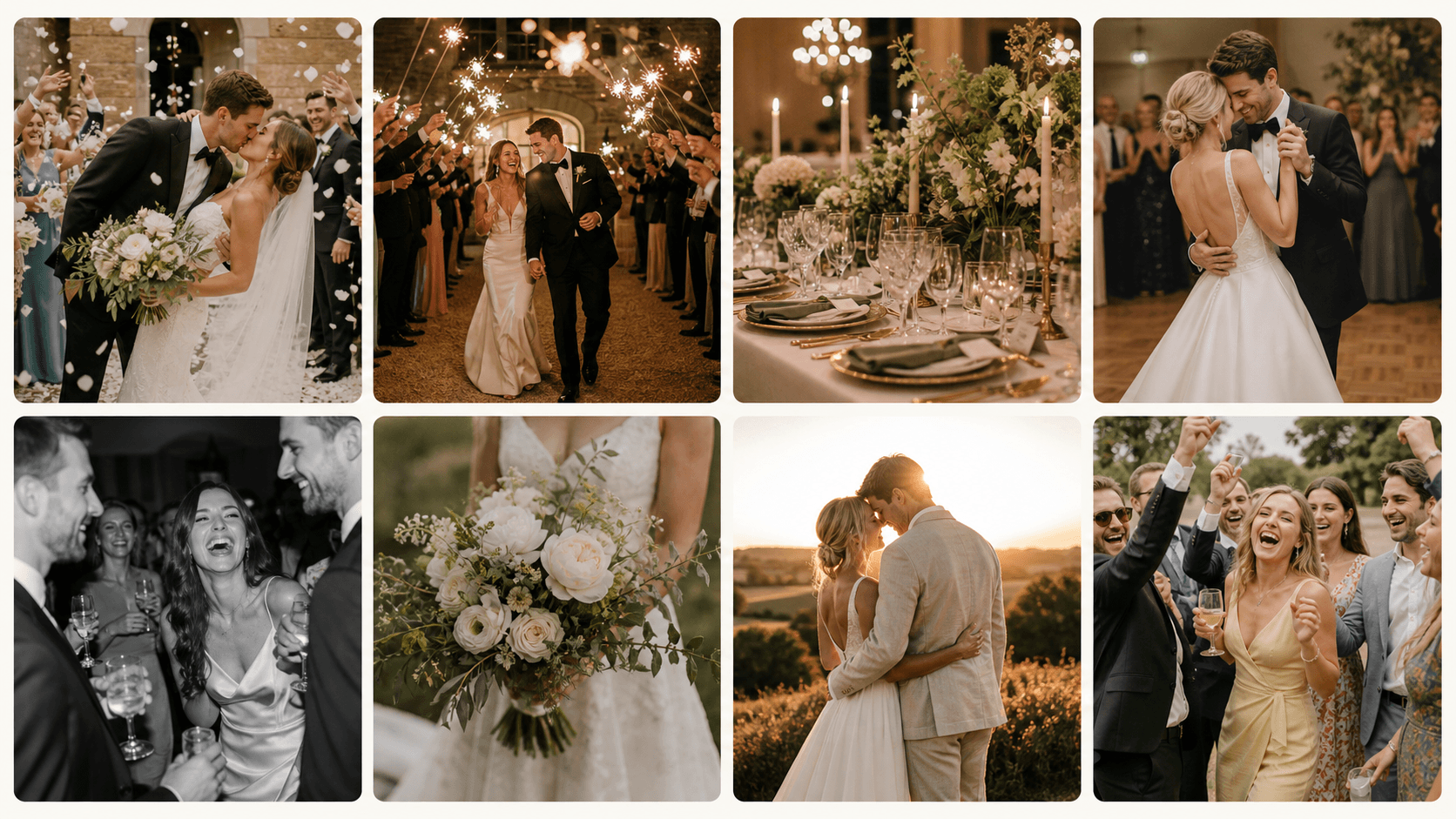Wedding moments displayed in a guest gallery